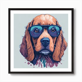 Dog With Sunglasses Art Print