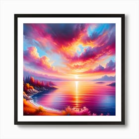 Sunset Over The Sea Art Print