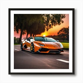 Sunset Lamborghini 1 Art Print