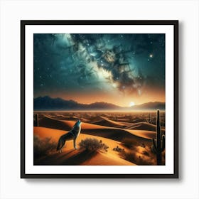 Wolf In The Desert Art Print