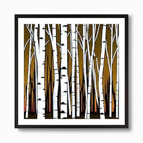 Birch Trees At Sunset 1 Art Print