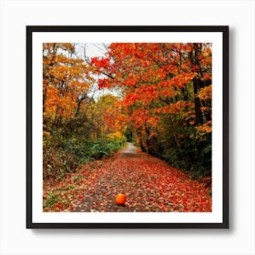 A Crisp American Autumn Scene Unfolds Embodying The Quiet Beauty Of A Fall Nature Trail Transitioni (1) 1 Art Print