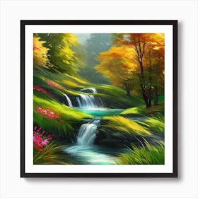 Waterfall In The Forest 43 Art Print