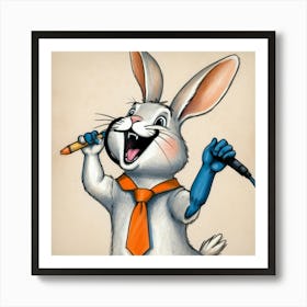 Rabbit With A Microphone Art Print