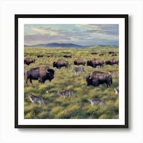 Bison Herd Art Print