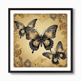 Steampunk Butterflies 2 Art Print