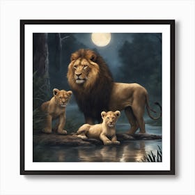 Lions And Cubs Art Print