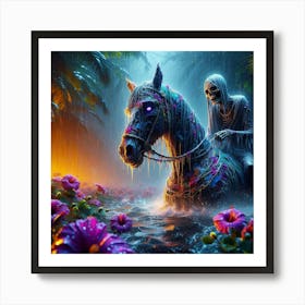 Skeleton On A Horse Art Print