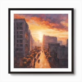 Sunset Cityscape Art Print