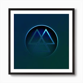Geometric Neon Glyph on Jewel Tone Triangle Pattern 272 Art Print