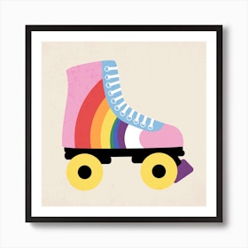 Rainbow Roller Skates Square Art Print