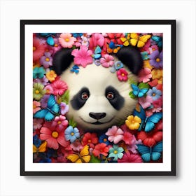 Panda Bear In Flowers Art Print
