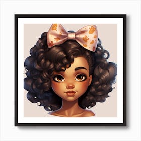 Afro Girl with bow in hair Art Print