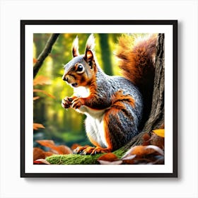 Squirrel In The Forest 342 Art Print
