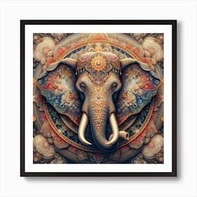 Elephant Psychedelic Art Art Print