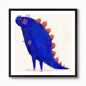 Blue Dinosaur With Shopping Basket Square Nursery kids art print