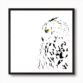 Snowy Eyed Owl White Series Square Art Print