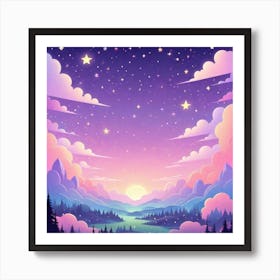 Sky With Twinkling Stars In Pastel Colors Square Composition 62 Art Print