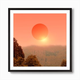 Peachy Sunset Square Art Print