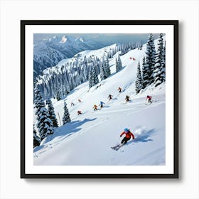 Skiers On The Slopes Art Print