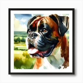 Boxer Dog Watercolor Painting Art Print