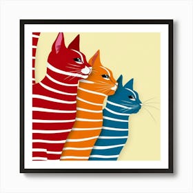 Striped Cats Art Print