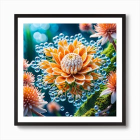 Flowers With Water Droplets Art Print