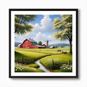 Red Barn In The Countryside 5 Art Print