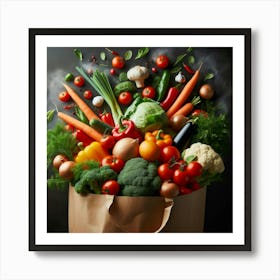 Paper Bag With Vegetables Art Print