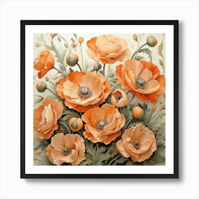 Apricot Poppies Art Print 1 Art Print