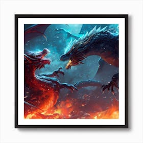 Dragons Fighting 3 Art Print