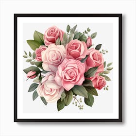 Bouquet Of Pink Roses 2 Art Print