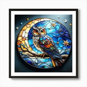 Stained Glass Owl Art Print