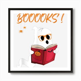 Cute Ghost Book Reading Teacher Funny Halloween Art Print