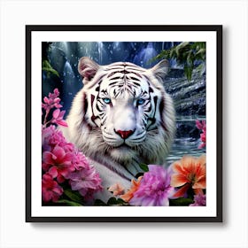 White Tiger In The Forest Art Print