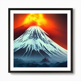 Mount Fuji Volcano Fire Lava Ice Snow Mountain Landscape Japan Poster