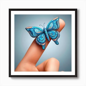 Butterfly On A Finger Art Print