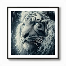 White Tiger In The Rain Poster