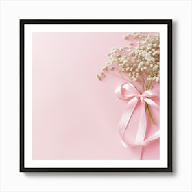 Baby'S Breath On Pink Background Art Print