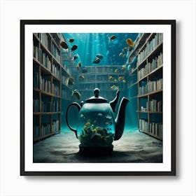 Default An Underwater Library With Fish Browsing The Shelvesa 2 Art Print