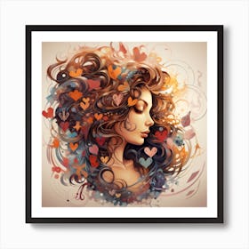 Woman and A Heart Of Love Art Print