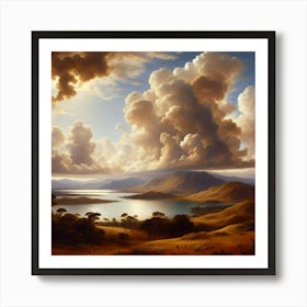 Cloudy Sky Over A Lake Art Print