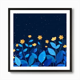 Night Sky With Flowers Art Print