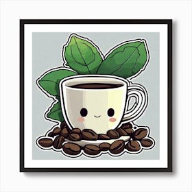 Kawaii Coffee Art Print