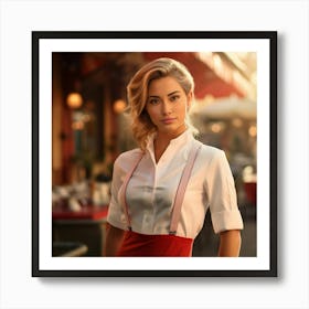 Waitress In Restaurant Art Print