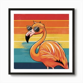 Flamingo In Sunglasses Art Print