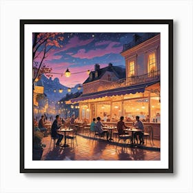 Cafe Terrace At Night (8) Art Print