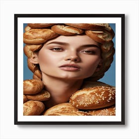 Woman With Buns On Her Head Art Print
