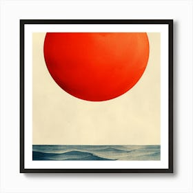 Red Sun Over The Ocean Art Print