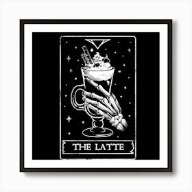 The Latte - Cool Pumpkin Latte Skull Skeleton Dark Tarot Card Gift 1 Art Print